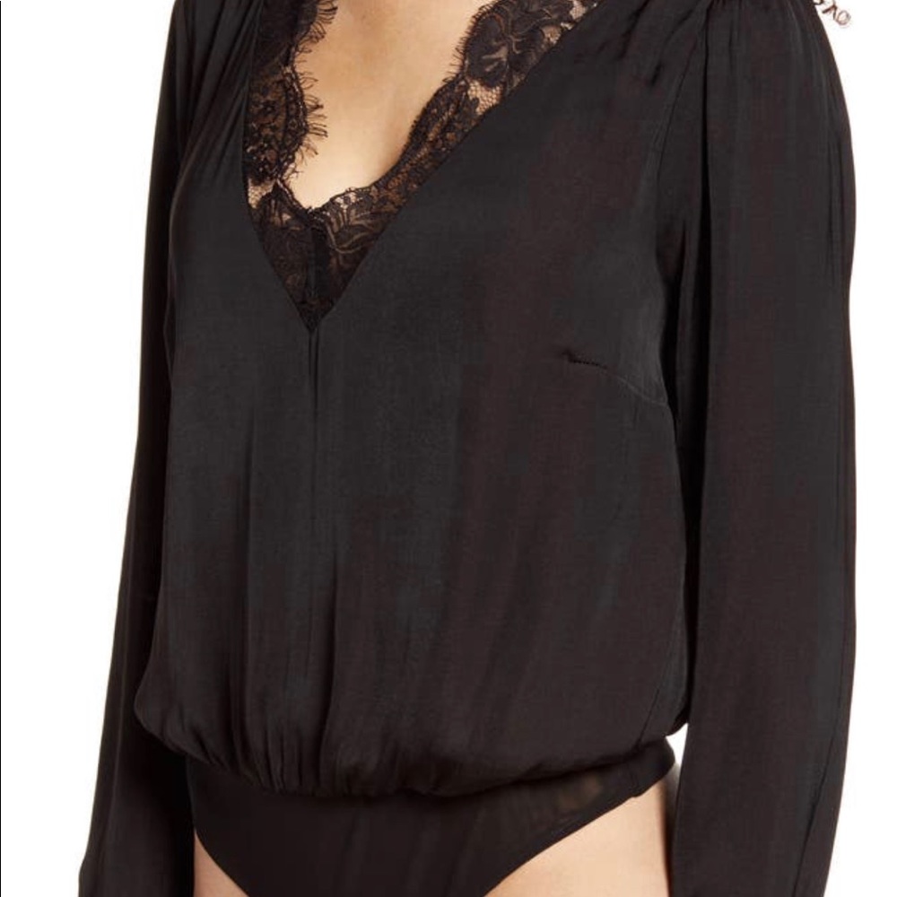 NWT Flattering Socialite black lace trim bodysuit